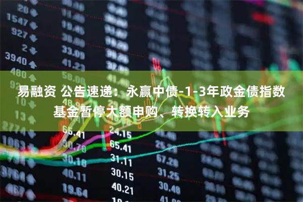 易融资 公告速递：永赢中债-1-3年政金债指数基金暂停大额申购、转换转入业务